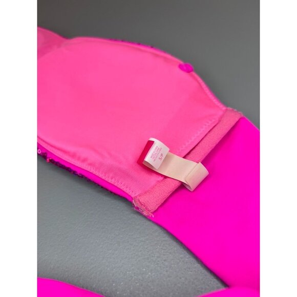 Victoria's Secret women's small hot pink sequin bandeau bikini top‎ strapless - Picture 6 of 6